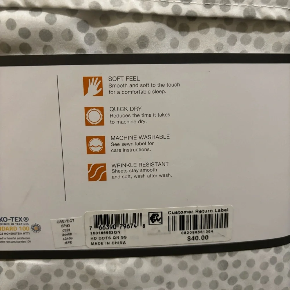 HOME DESIGN Easy Care Printed Microfiber 4-Pc. Sheet Set, Queen, Grey Dots